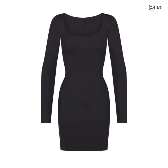 NWT SKIMS Body Long Sleeve Mini Dress Size Large Built-in Shapewear - Picture 2 of 7